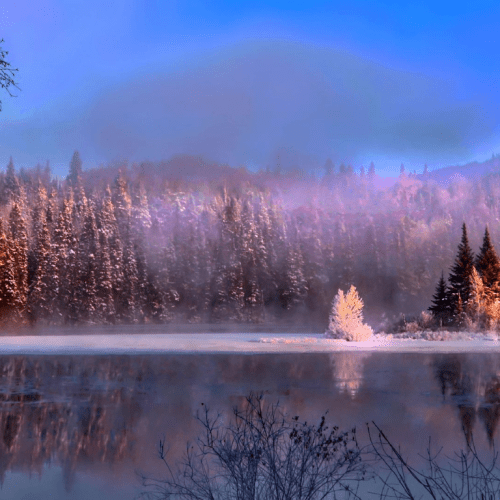 Lac pendant le raid motoneige au Canada