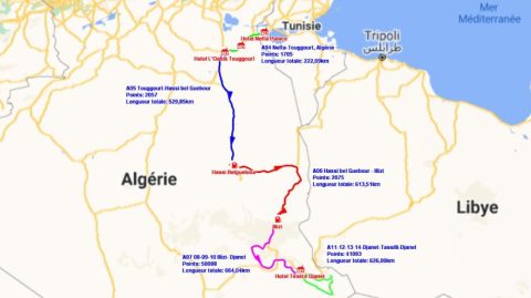 Carte du parcours en Algérie pour le raid 4x4/SSV